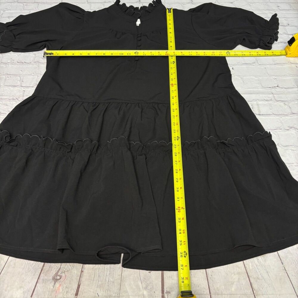 Pomander Place Women Selena Mini Dress Size XXL 2XL Black Puff Sleeve D116 -16 - Picture 4 of 16